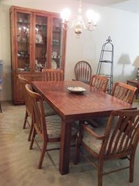 Available for Presale !  Includes 2 leafs China cabinet, Table and 6 chairs. $450.00