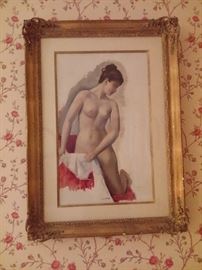 Kneeling nude by Leon Kroll, 13 X 21 1/2