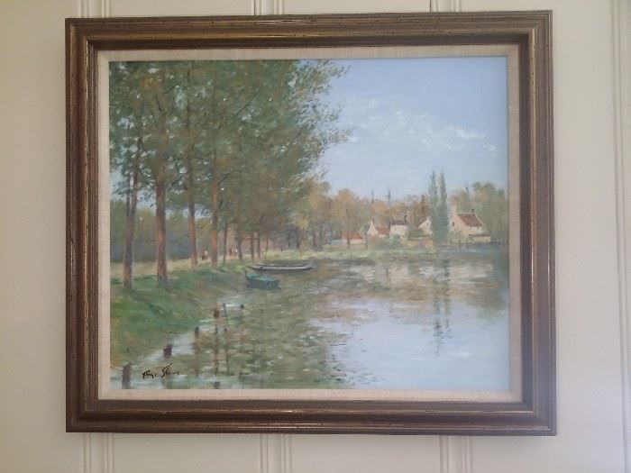 "Village on the River" by George Shawe, 20 X 24 oil on canvas