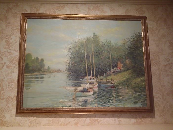"Sailboats on the Seine" by George Shawe, 30 x 40 oil on canvas