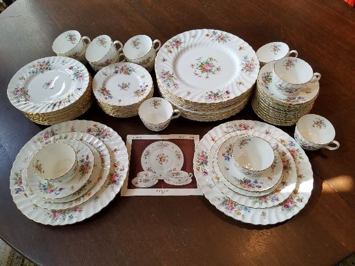 Minton Bone China, 12 place setting, "Marlow" pattern Mrs. Pratt kept the original brochure that came with the china