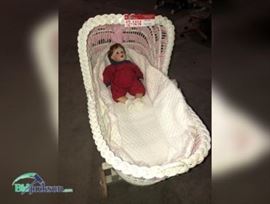 Antique Wicker Baby Carriage with doll