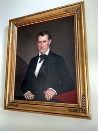 1850's framed oil portrait of a gentleman, restored 35 7/8 x 28 7/8 without frame
