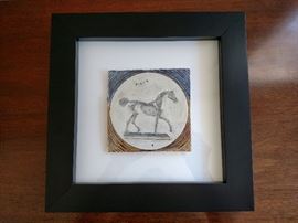 "Horse II" in shadow box framed by Matthew Abercrombi