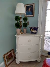 White painted three drawer side chest