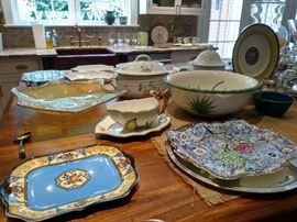 Porcelain and glass serving dishes