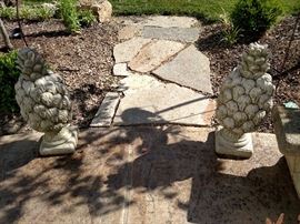 Pair of concrete pineapples