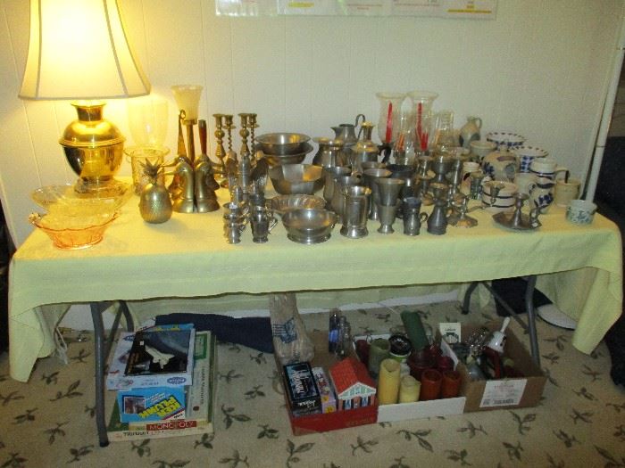 BRASS/PEWTER/POTTERY/CANDLES