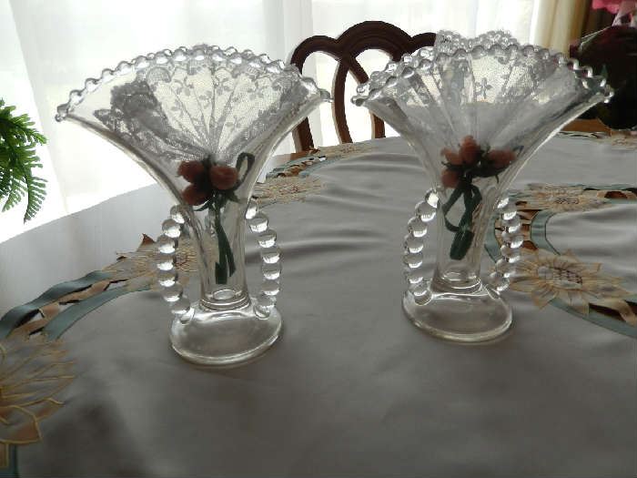 Candlewick elegant fan vases
