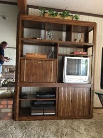 Entertainment Center  approx 73 inch ht  56 inch wide  18 inch depth