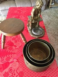 Vintage stool, nesting pots,  Vintage ashtray holder