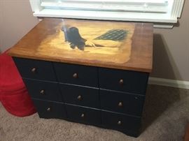 Vintage chest with decor on top done by owner. Very nice