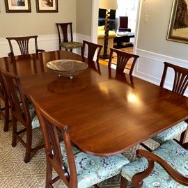 Sheraton Fine Mahogany Dining Set With 10 Chairs, 2 Leaf Extensions