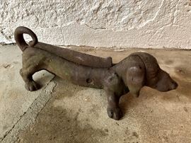 Antique Cast Iron Dachshund Boot Scraper & Door Stop 