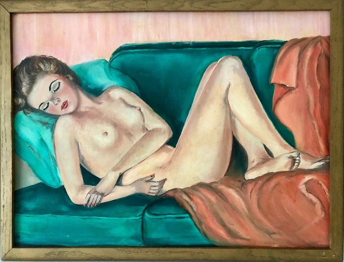 Super Rare Artist's Muse/Pin-Up 1950's Oil on Canvas