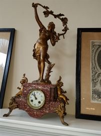Marble and gilt figural clock (back right leg is detached, but there....)