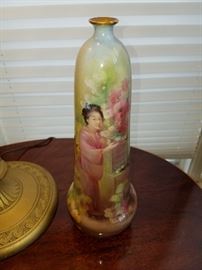 As Is hand painted Doulton vase (neck has glued-in chip....)