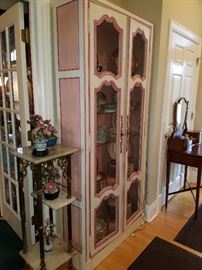 The other pink trimmed cabinet.  Brass & Onyx multi-tier stand