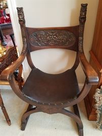 Carved back "Roman-style" chair