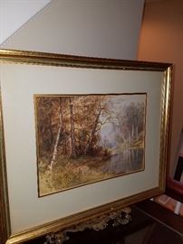 Original watercolor sold through Hefner galleries, signed Charles D. Hunt, dated 1896. Charles Day Hunt (1840 - 1914).  Born in Detroit