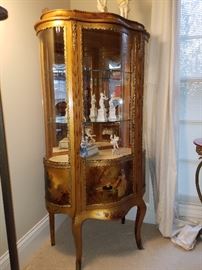 One of two French Vitrines with handpainted decor