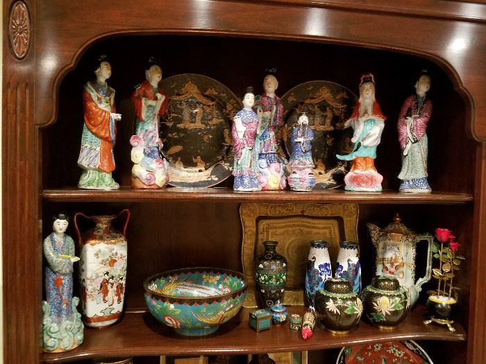 Oriental decorative items, including cloisonne, porcelain, etc.