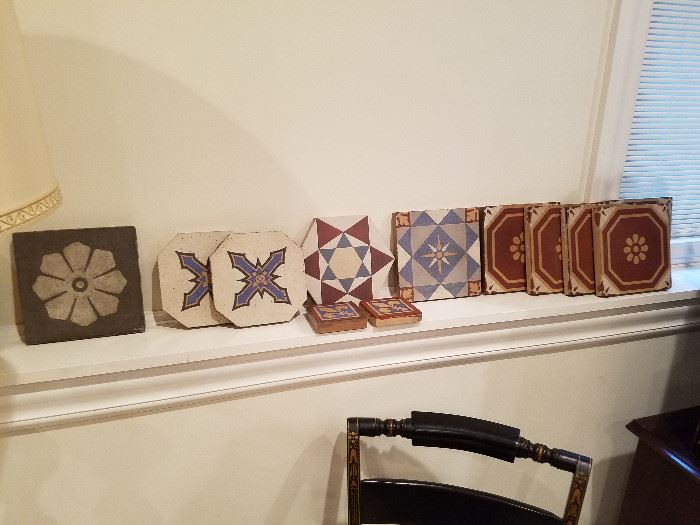 Encaustic tiles salvaged from the old Grand Rapids City Hall in the early 1970's.