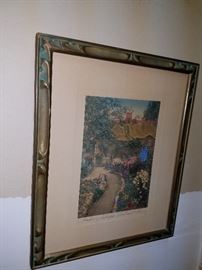 Wallace Nutting "Larkspur" print.  Appears to be in the original frame.  Colors remain strong