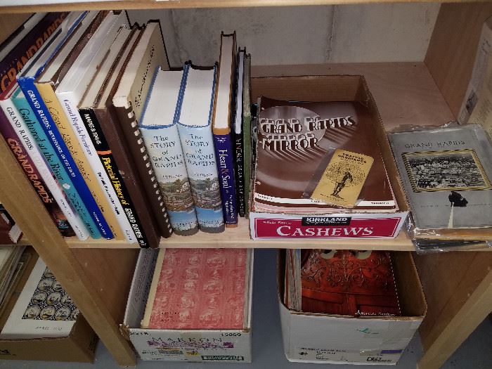 Shelf of books on Grand Rapids.  