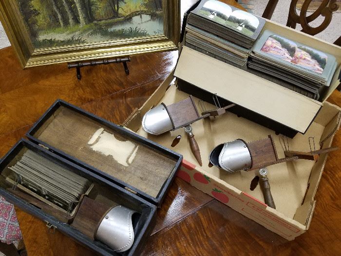 Stereoscopes and cards of views around the world.  These were "Ex-GR Public Library" and are marked on the backs of the cards.