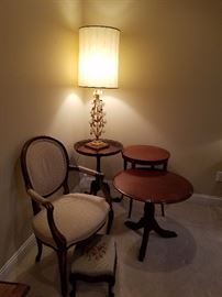 Assorted furniture.  Lamp has glass flowers that appear to be Venetian