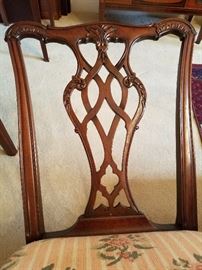 Nicely carved chairs with the Baker dining set.  Will be priced with the table.