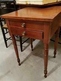 19th Century 2-drawer cherry stand, refinished