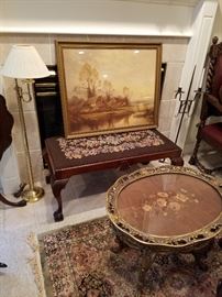 Grouping of nice furniture, and a framed print