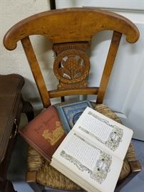 Antique books on a great chair!