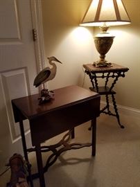 drop leaf table and barley twist lamp stand behind