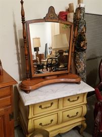 Great shaving mirror on a paint decorated marble top stand by MasterCraft Furniture, GR