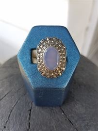 Sterling & marcasite with central stone ring