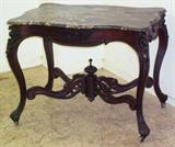 LOT 1324, VICT. ROSEWOOD PARLOR TABLE w/ KING PRUSSIA MARBLE, 30T, 25W, 37D