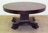 LOT 1329, SUBPERB EMPIRE 60” BANQUET TABLE w/ STARBURST PATTERN & 9-12” ORIG SKIRTED LEAVES, ca 1850 ATTR TO MEEKS