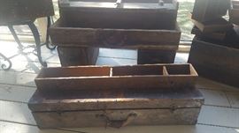 Antique Wooden Tool Boxes with insert Drawers