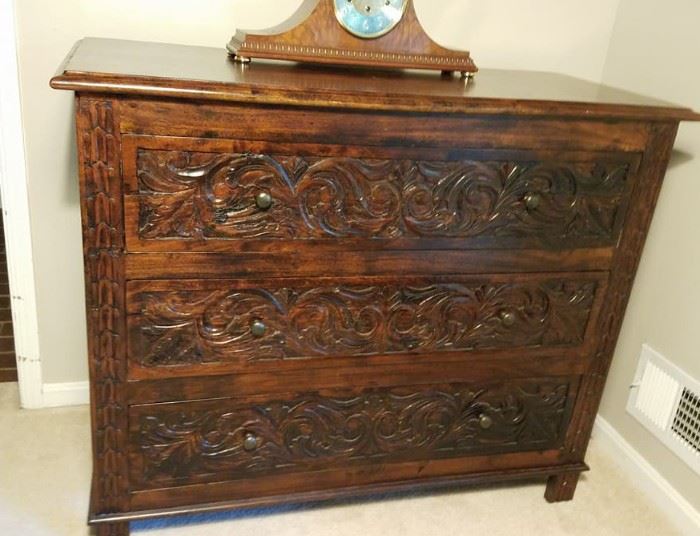 Nadeau hand carved 3 drawer chest