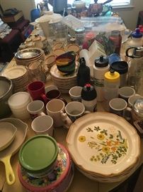 Vintage pottery, glass and kitchen items