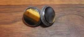 vintage tiger's eye screwback earrings