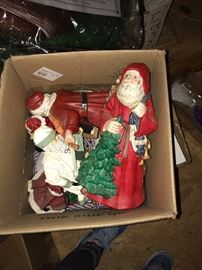 Tons of Paper Mache, Resin and Wood Santa Figurines