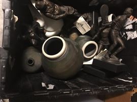 Austin statues and Native American Signed Pottery