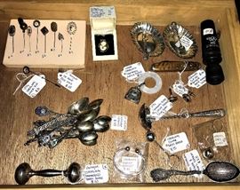 10K Antique Carved Shell Cameo Pendant w/ Diamond Necklace, Sterling Spoons, Antique Scharde Rare Bone Lock Handle Knife, Baby Rattles and more