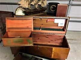 Vintage Tea Box and Vintage Lane Cedar Chest with original Tags