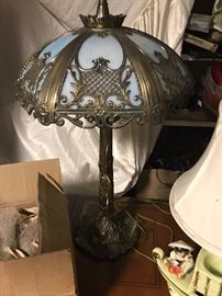 Amazing Vintage Fairy Tail Lamp with Fenton Blue Slag Glass