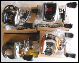 Four Fishing Reels by Baitcasting and Pflueger. New and still in the box.